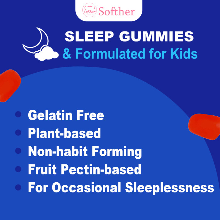 Softher Melatonin for Kids Gummy Promote Deep Sleep Ashwagandha Gummies Help Health Sleep Gummies Melatonin Gummy Improvement Aid Relax Anti Anxiety Vitamins Supplement