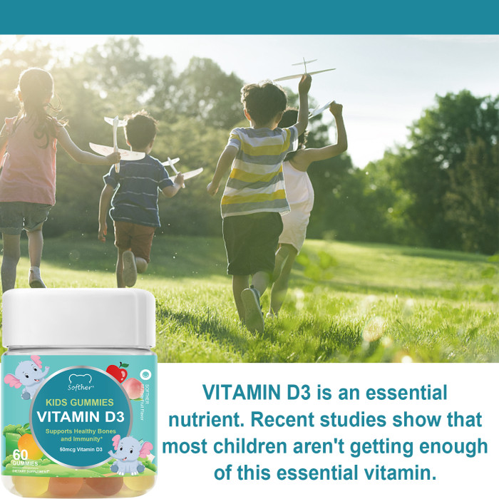 Softher Vitamin D3 Gummies Protect Immune System Promote the Bones Grown Gummy Supplement Absorption Kids Vitamin D3 Calcium Gummy Immune Health Vitamin Supplements
