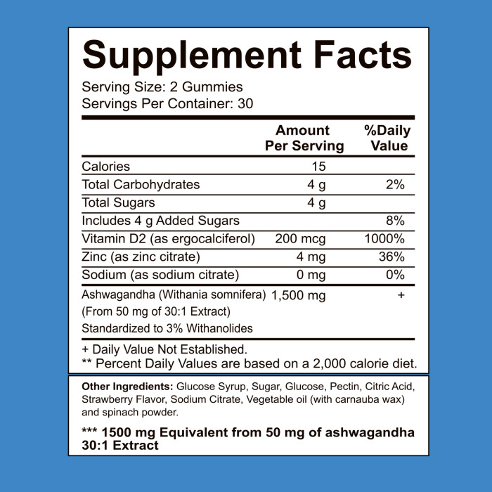 Omilay Kids TOKYO Ashwagandha Gummies Improve Sleep and Mood Relieve Fatigue Stress Anti Anxiety Supplement Vitamin D Gummy