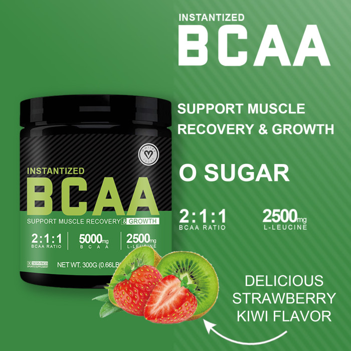Omilay Kids Instantized BCAA Gym Supplement Extend BCAA Powder Improve Energy Levels Support Branched Chain Amino Acids for Muscle Recovery & Growth Dietary Supplement Strawberry Kiwi Flavor 300G