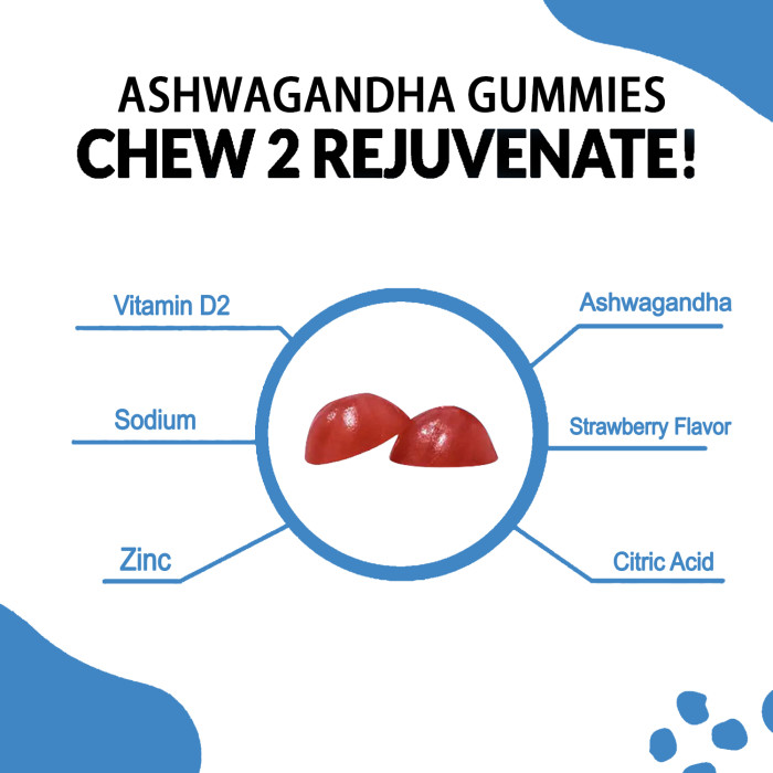 Omilay Kids TOKYO Ashwagandha Gummies Improve Sleep and Mood Relieve Fatigue Stress Anti Anxiety Supplement Vitamin D Gummy