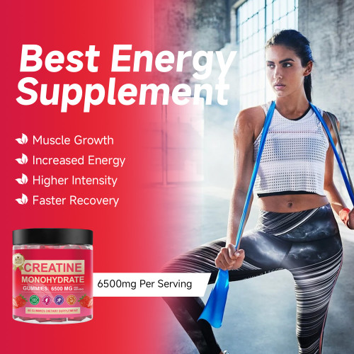 Omilay Kids Creatine Monohydrate Gummies 6500 mg Increased Endurance and Relieve Fatigue Workout Recovery Creatine Supplement Strawberry Flavor 60 Gummies