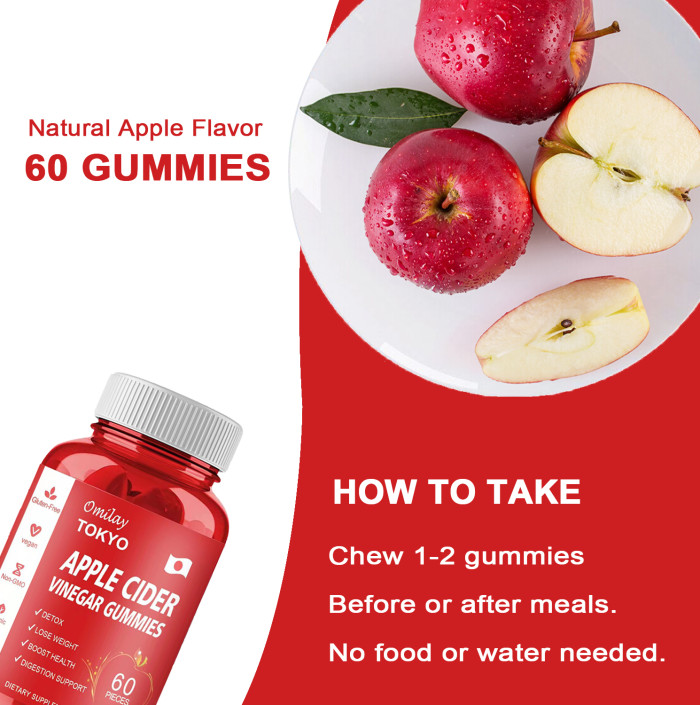 Omilay Kids Organic Apple Cider Vinegar Gummies Weight Loss Gummies Reduce Anxiety and Pressure Apple Cider Gummy Vitamin B12 Supplement Gummies