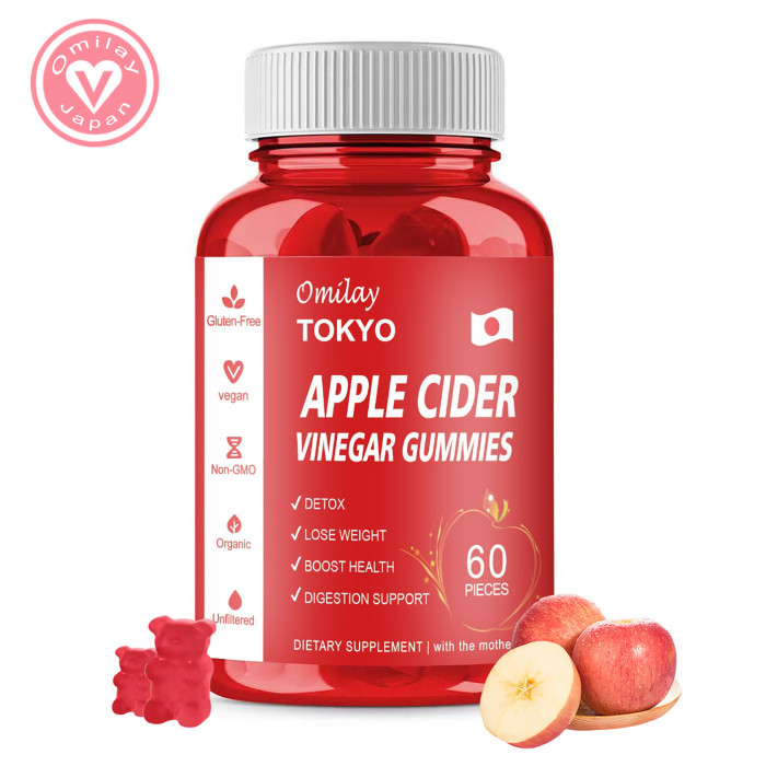 Omilay Kids Organic Apple Cider Vinegar Gummies Weight Loss Gummies Reduce Anxiety and Pressure Apple Cider Gummy Vitamin B12 Supplement Gummies