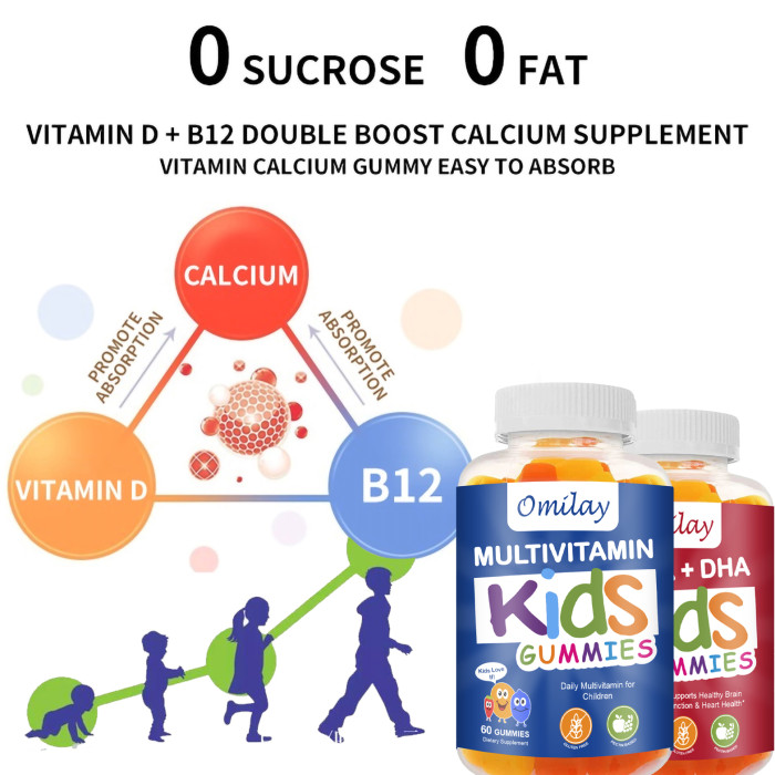 Omilay Kids Multivitamin Vitamins Gummies for Kids Daily Supplement Vitamin D3, A, C, D, E Gummy for Kids Boosts Immune Support Helps Support Bone Health 60 Gummies