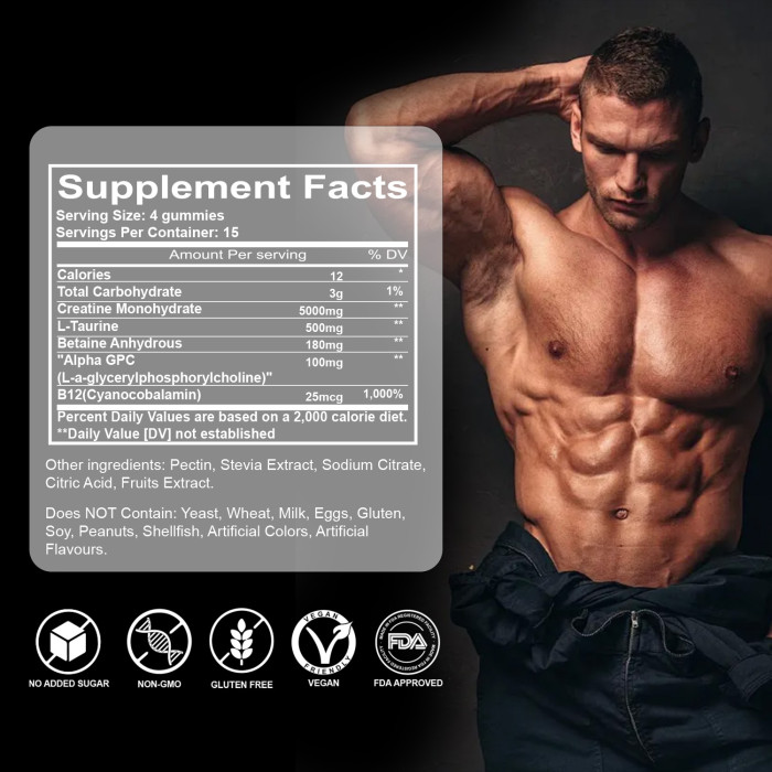 Omilay Kids Creatine Monohydrate Gummies Supplement for Athletic Performance & Muscle Health Creatine Gummy Reduce Fatigue Support Gain Lean Muscles and Workout Recover After Exercise Supplements