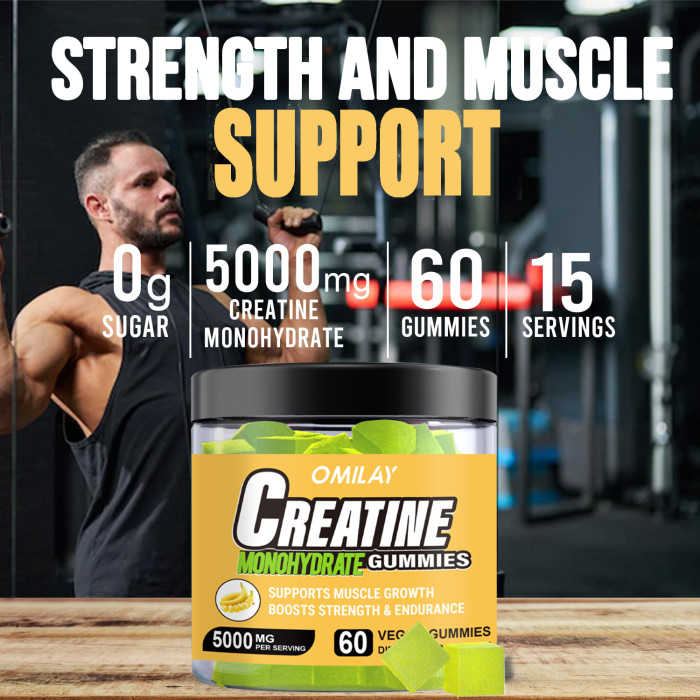 Omilay Kids Creatine Monohydrate Gummies Supplement for Athletic Performance & Muscle Health Creatine Gummy Reduce Fatigue Support Gain Lean Muscles and Workout Recover After Exercise Supplements