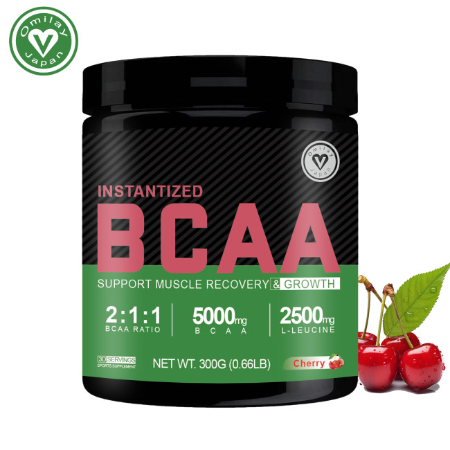 Omilay Kids Instantized BCAA Supplement Powder 2:1:1 Branch Chained Amino Acid Supplement for Gym BCAA Increase Energy Cherry Flavor 300g
