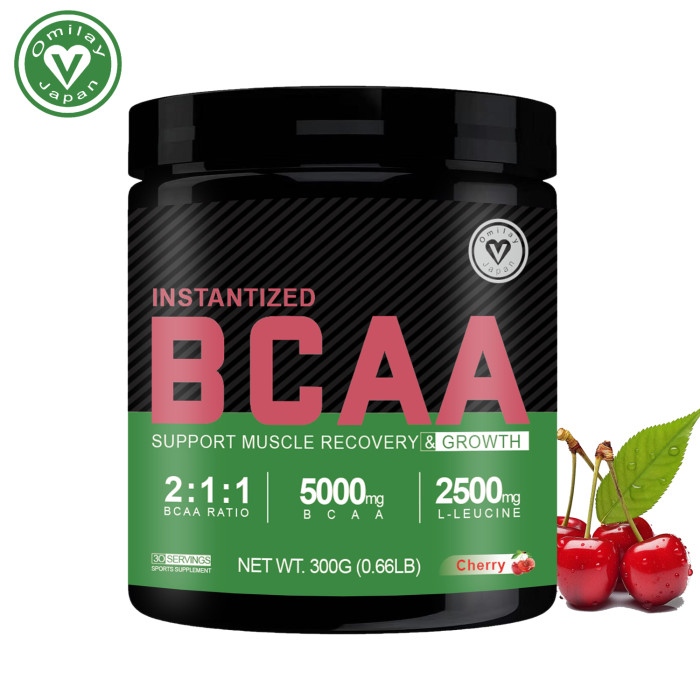 Omilay Kids Instantized BCAA Supplement Powder 2:1:1 Branch Chained Amino Acid Supplement for Gym BCAA Increase Energy Cherry Flavor 300g