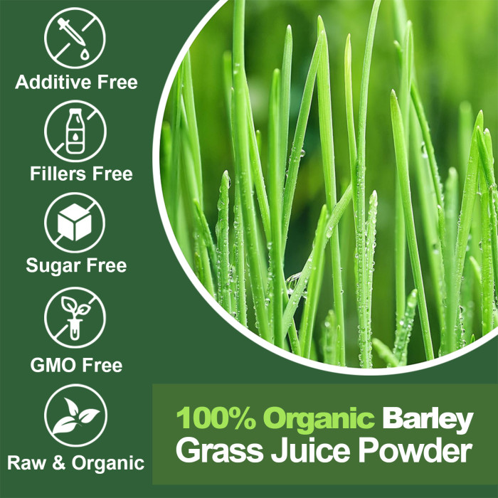 Omilay Kids Barley Grass Juice Powder 100% Organic Barley Grass Original Drink Mix Body Weight Loss Detox Health & Prevent Cardiovascular Supplement 100G