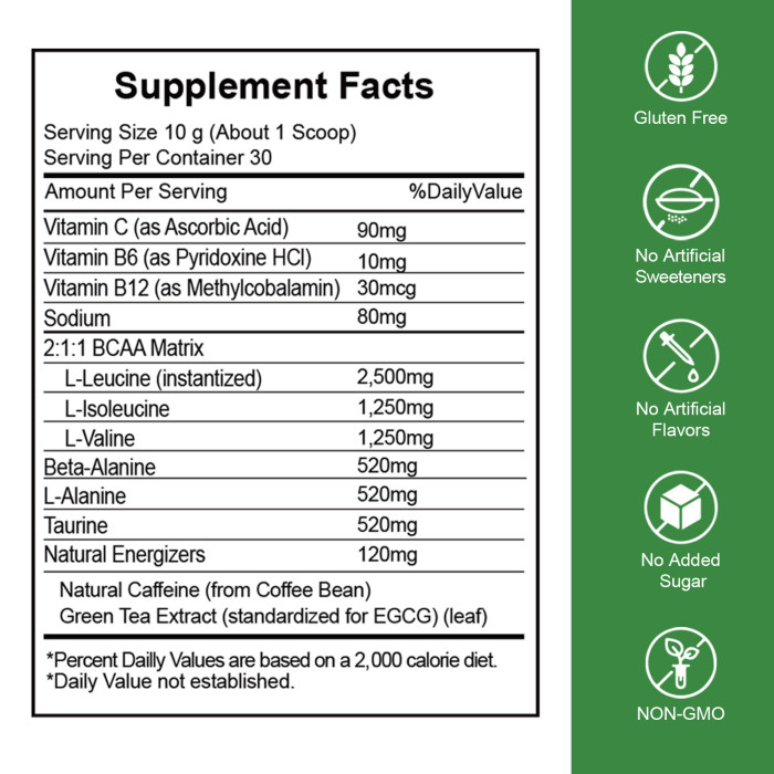 Omilay Kids Instantized BCAA Supplement Powder Branched Chain Amino Acid Drink Boost Muscle Strength BCAA Powder Supports Muscle Recovery Athletic Performance 300G