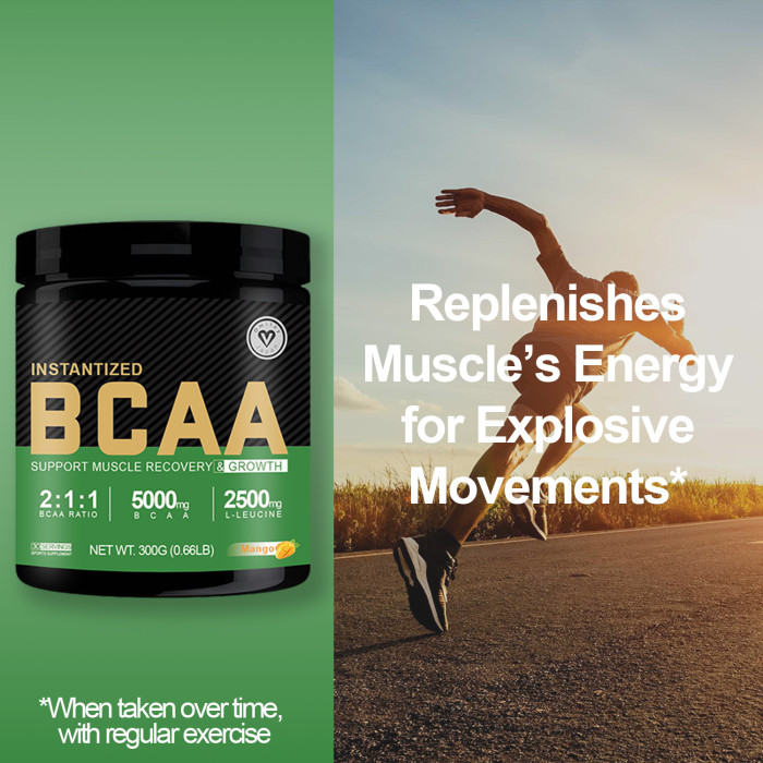 Omilay Kids Instantized BCAA Supplement Powder Branched Chain Amino Acid Drink Boost Muscle Strength BCAA Powder Supports Muscle Recovery Athletic Performance 300G
