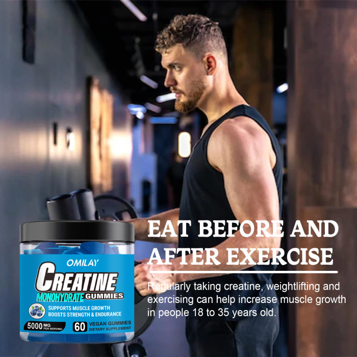 Omilay Kids Creatine Monohydrate Gummies Boost Energy & Muscle Growth Supplement for Men and Women Improved Workout Recovery Fitness Creatine Gummy Workout Supplements