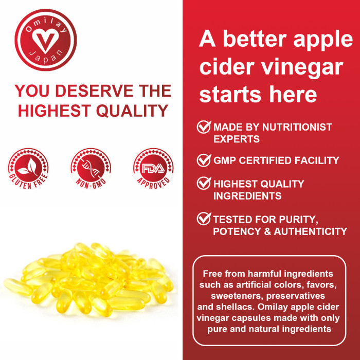 Omilay Kids Organic Apple Cider Vinegar Capsules Supplement Enhanced Energy Promote Digestion Capsule Weight Management Supplements