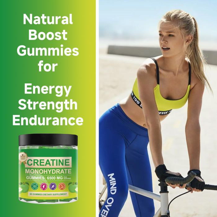 Omilay Kids 6500 mg Creatine Monohydrate Gummies Athlene Pre Workout Supplement for Muscle Mass and Elevates Energy Level Creatine Supplement 60 Gummies