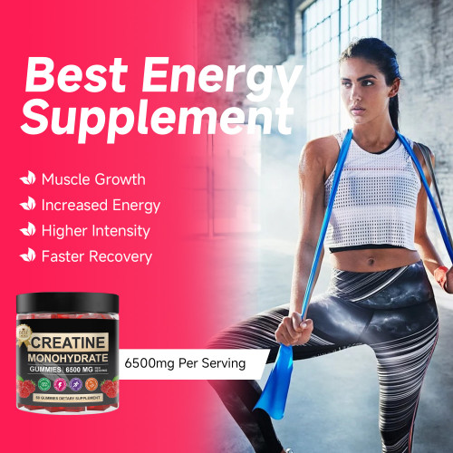 Omilay Kids Creatine Monohydrate 6500 mg Creatine Monohydrate Gummies Energy Boost Muscle Strength Supplements Creatine Gummy