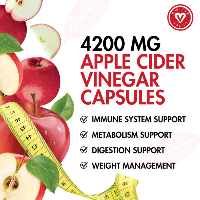 Omilay Kids Organic Apple Cider Vinegar Capsules Supplement Enhanced Energy Promote Digestion Capsule Weight Management Supplements