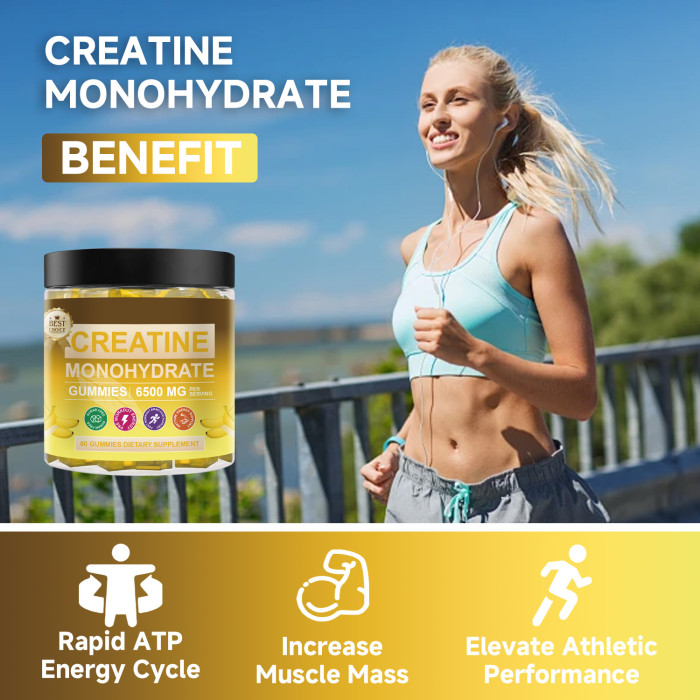 Omilay Kids Creatine Monohydrate Gummies Supplements Rapid Recovery Improved Athletic Performance Creatine Supplement 60 Gummies