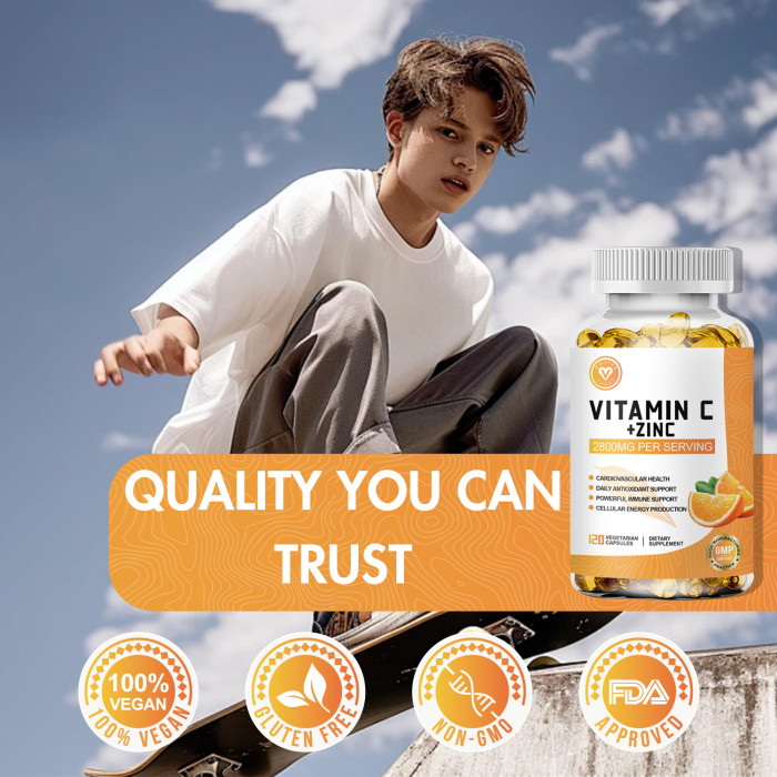 Omilay Kids Vitamin C with Zinc Capsules For Support Improve Immune Cardiovascular Health & Cellular Energy Production Capsule Support Daily Antioxidant Supplements