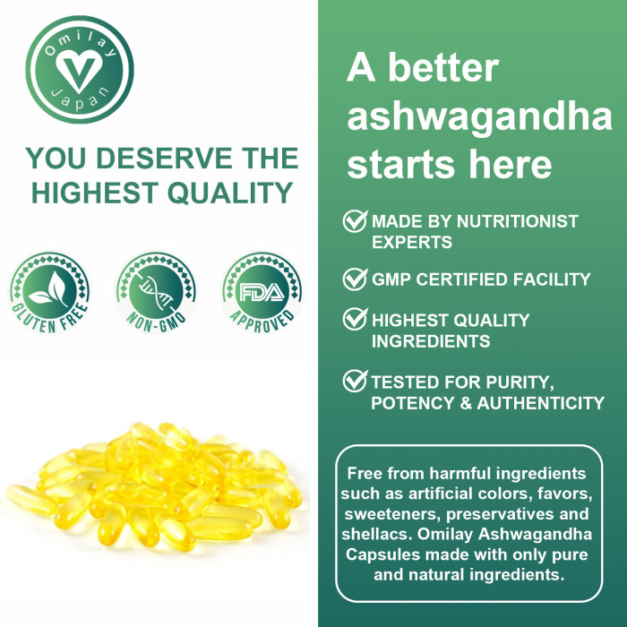Omilay Kids Ashwagandha Capsules for Stress Relief Ashwaganda Sleep Capsule Aids In Maintaining Focus & Improve Mood Supplements