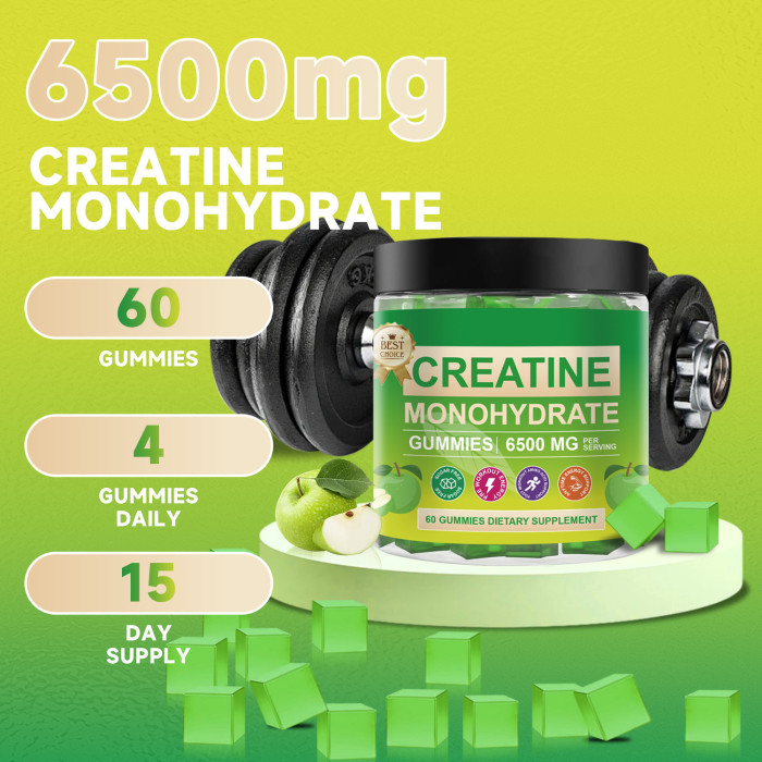 Omilay Kids 6500 mg Creatine Monohydrate Gummies Athlene Pre Workout Supplement for Muscle Mass and Elevates Energy Level Creatine Supplement 60 Gummies