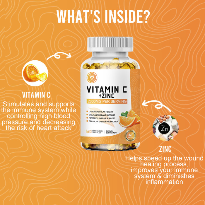 Omilay Kids Vitamin C with Zinc Capsules For Support Improve Immune Cardiovascular Health & Cellular Energy Production Capsule Support Daily Antioxidant Supplements