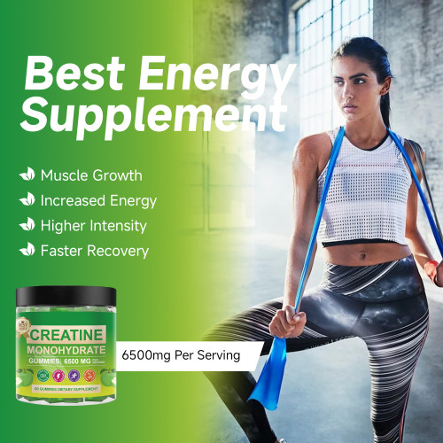 Omilay Kids 6500 mg Creatine Monohydrate Gummies Athlene Pre Workout Supplement for Muscle Mass and Elevates Energy Level Creatine Supplement 60 Gummies