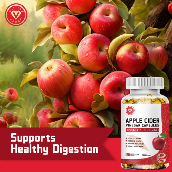 Omilay Kids Organic Apple Cider Vinegar Capsules Supplement Enhanced Energy Promote Digestion Capsule Weight Management Supplements