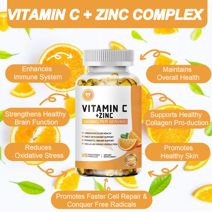 Omilay Kids Vitamin C with Zinc Capsules For Support Improve Immune Cardiovascular Health & Cellular Energy Production Capsule Support Daily Antioxidant Supplements