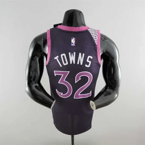 Minnesota Timberwolves TOWNS#32 Black and Purple NBA Jersey