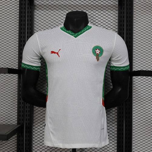 2025 Morocco away white player version jersey   (The player version is more slim fit, it is recommended to buy one size larger)