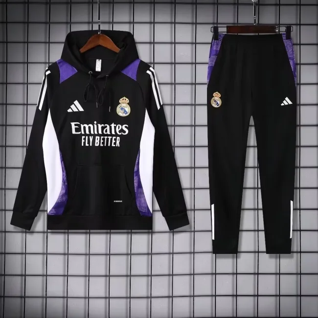 Real Madrid 2024-25 black hooded tracksuits