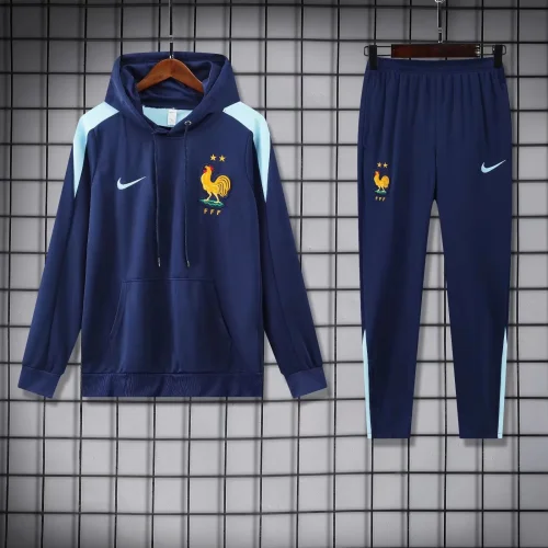 france 2024-25 navy blue hooded training suit