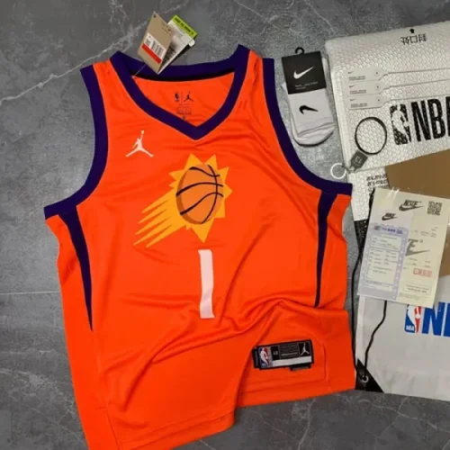 2023 Season Suns Orange Flyer Announcement Edition No. 1 Booker NBA Jersey