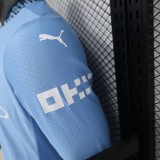 2024-25 Manchester City home long sleeve player version jersey(The player version is more slim fit, it is recommended to buy one size larger)