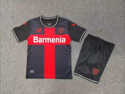 2023-24 leverkusen home black kids kit