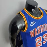 75th Anniversary Green#23 Warriors Vintage Blue NBA Jersey