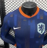 Player Version 2024 Netherlands Away Long Sleeve Jersey (The player version is more slim fit, it is recommended to buy one size larger)