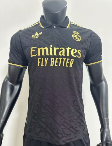 2024-25 Real Madrid black training polo player version(The player version is more slim fit, it is recommended to buy one size larger)