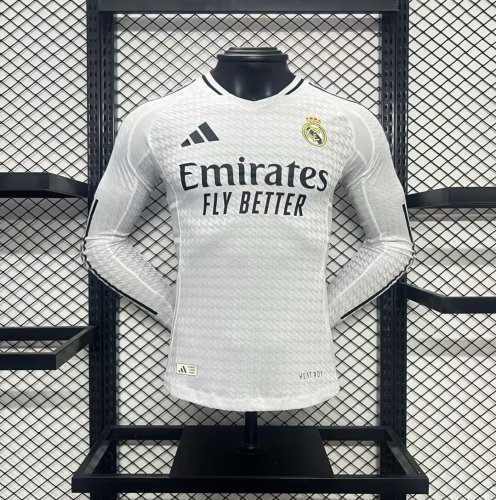 2024-25 Real Madrid home long sleeve player version jersey(The player version is more slim fit, it is recommended to buy one size larger)