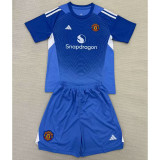 2025-26 Manchester United  blue goalkeeper kid kit