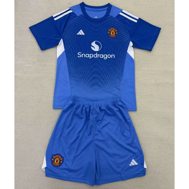 2025-26 Manchester United blue goalkeeper kid kit