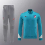 2024 Atletico Madrid Long Zipper 01 Lake Blue Suit