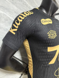2025-26 Santos black with sponsor player version soccer jersey size  (The player version is more slim fit, it is recommended to buy one size larger)