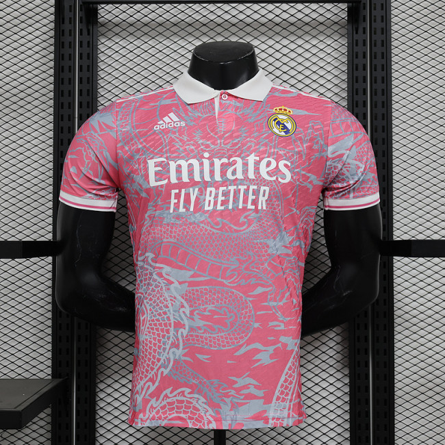 24-25 Real Madrid pink dragon player version jersey (The player version is more slim fit, it is recommended to buy one size larger)