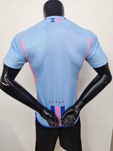 2024-25 Algeria blue and pink player version jersey   (The player version is more slim fit, it is recommended to buy one size larger)
