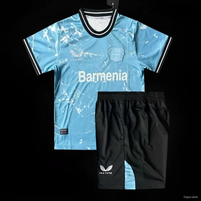 2023-24 Kids Bayer 04 Leverkusen Away Blue Jersey