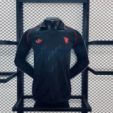 2024-25 Manchester United  Black Model Long Sleeve PLayer Version Jersey (The player version is more slim fit, it is recommended to buy one size larger)