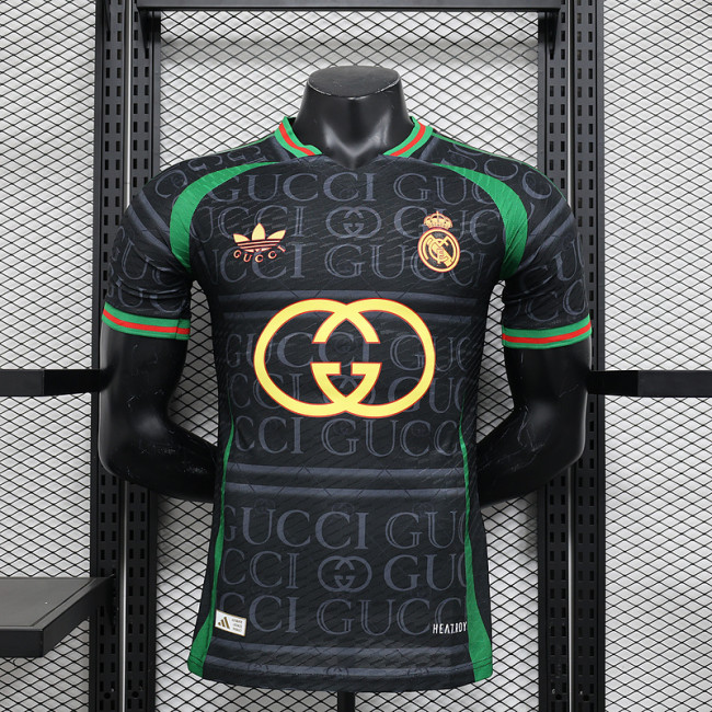 2024-25 Real Madrid VS GUCCI black player version jersey(The player version is more slim fit, it is recommended to buy one size larger)