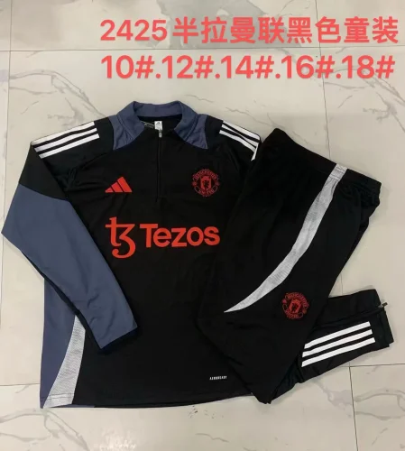 2024-25 Half Zip Manchester United Black Suit (Kids)